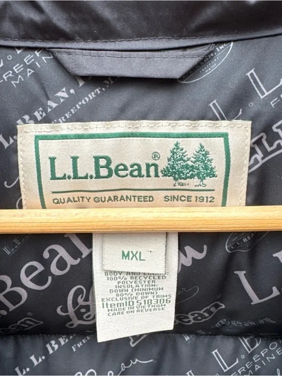 Vintage Ll Bean Black Goose Down Filled Puffer Vest Sz XL Downtek - Picture 3 of 6